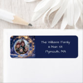 魔法のクリスマスの時間 – 黄金の雪、写真 ラベル (インサイチュ)