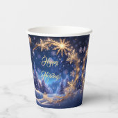 魔法のクリスマスの時間 – 黄金の雪、写真 紙コップ (裏面)