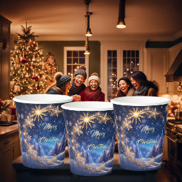 魔法のクリスマスの時間 – 黄金の雪、写真 紙コップ