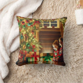 「魔法のクリスマスの朝にうれしそうな子たち」 クッション (ブランケット)