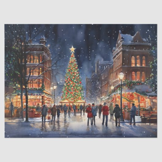 魔法のクリスマスの街のデコップクラフトパペ 薄葉紙 (正面)