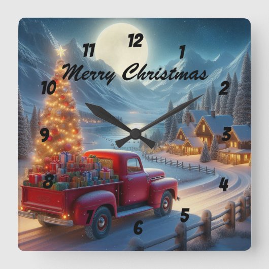 魔法のクリスマスイブ配信 スクエア壁時計 (正面)