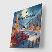 魔法のクリスマスイブ配信 スクエア壁時計 (傾斜)