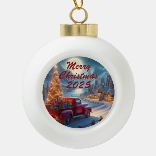 魔法のクリスマスイブ配信 セラミックボールオーナメント (正面)