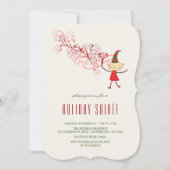 魔法のクリスマスエルフ クラシックホリデーパーティー招待状 招待状 (正面)