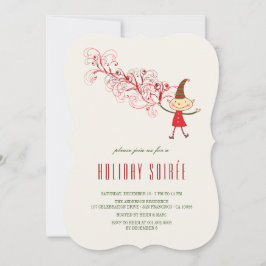 魔法のクリスマスエルフ クラシックホリデーパーティー招待状 招待状