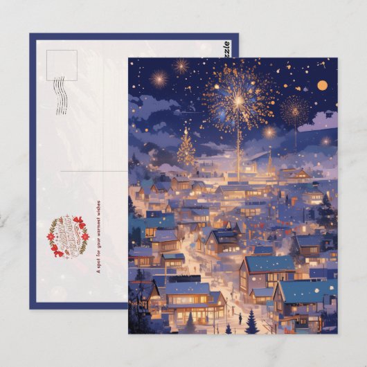 魔法のクリスマスシティの花火の夜 ポストカード (正面/裏面)