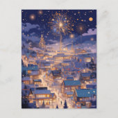 魔法のクリスマスシティの花火の夜 ポストカード (正面)