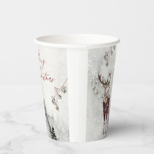 魔法のクリスマスシーン素朴ウッドランドディアー 紙コップ (右)