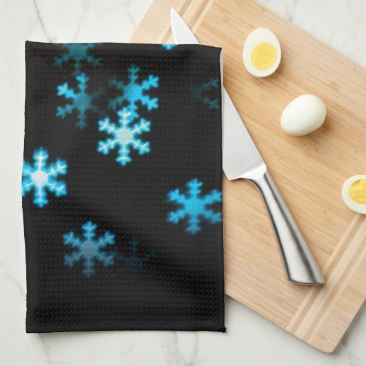 魔法のクリスマススノーフレーク キッチンタオル (四つ折り)
