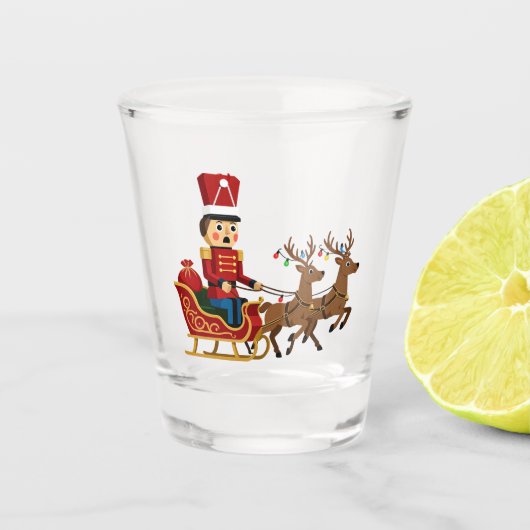 魔法のクリスマスソリに乗るくるみ割り人形 ショットグラス (正面)