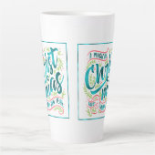 魔法のクリスマスタイポグラフィティール(緑がかった色)ID441 カフェラテマグ (正面)