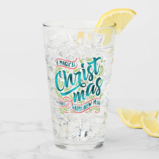 魔法のクリスマスタイポグラフィティール(緑がかった色)ID441 タンブラーグラス (アイス裏面)