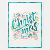 魔法のクリスマスタイポグラフィティール(緑がかった色)ID441 フリースブランケット (正面)