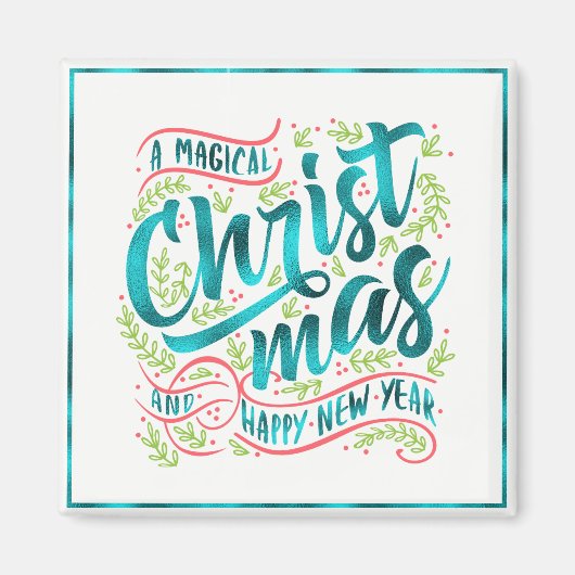 魔法のクリスマスタイポグラフィティール（緑がかった色）ID441 マグネット (正面)