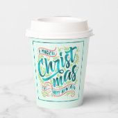 魔法のクリスマスタイポグラフィティール(緑がかった色)ID441 紙コップ (裏面)