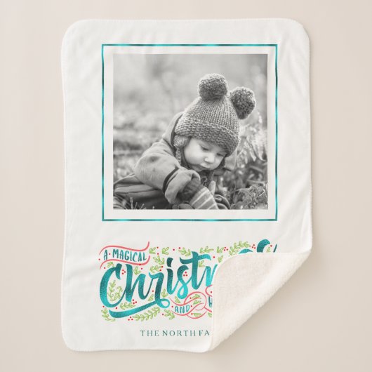 魔法のクリスマスタイポグラフィフォトティール（緑がかった色）ID441 シェルパブランケット (正面)