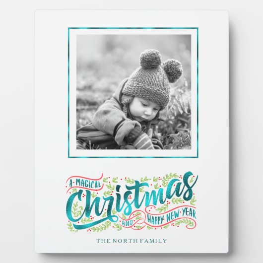 魔法のクリスマスタイポグラフィフォトティール（緑がかった色）ID441 フォトプラーク (正面)