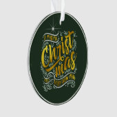 魔法のクリスマスタイポグラフィ金ゴールドID441 オーナメント (正面)