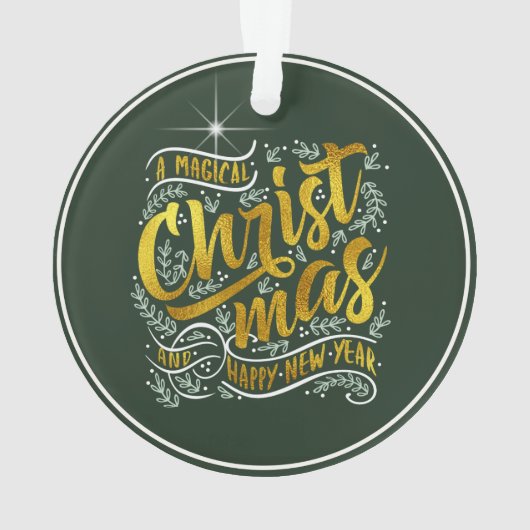 魔法のクリスマスタイポグラフィ金ゴールドID441 オーナメント (裏面)