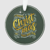 魔法のクリスマスタイポグラフィ金ゴールドID441 オーナメント (正面)