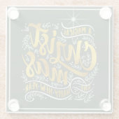 魔法のクリスマスタイポグラフィ金ゴールドID441 ガラスコースター (裏面)