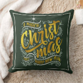 魔法のクリスマスタイポグラフィ金ゴールドID441 クッション (ブランケット)