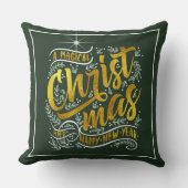 魔法のクリスマスタイポグラフィ金ゴールドID441 クッション (正面)