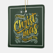 魔法のクリスマスタイポグラフィ金ゴールドID441 セラミックオーナメント (左)