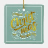 魔法のクリスマスタイポグラフィ金ゴールドID441 セラミックオーナメント (裏面)