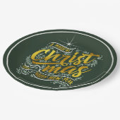 魔法のクリスマスタイポグラフィ金ゴールドID441 ペーパープレート (アングル)