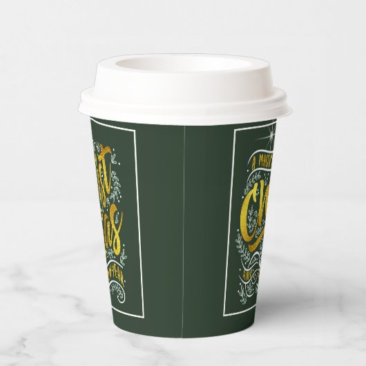 魔法のクリスマスタイポグラフィ金ゴールドID441 紙コップ (右)