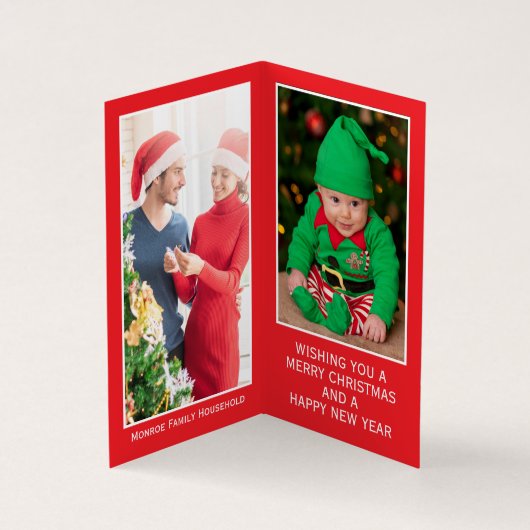 魔法のクリスマスツリー、家族の写真クリスマスカード 名刺 (内部)