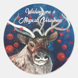 魔法のクリスマストナカイステッカー ラウンドシール