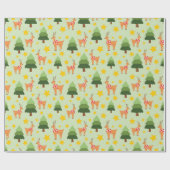 魔法のクリスマストナカイ緑の木と星 ラッピングペーパー (フラット)