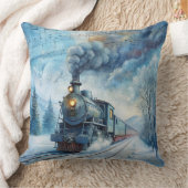 魔法のクリスマストレイン枕 – ヴィンテージ冬 クッション (ブランケット)