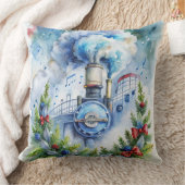 魔法のクリスマストレイン枕 – ヴィンテージ冬 クッション (ブランケット)