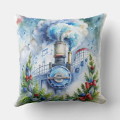 魔法のクリスマストレイン枕 – ヴィンテージ冬 クッション (裏面)