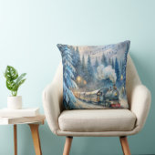 魔法のクリスマストレイン枕 – ヴィンテージ冬 クッション (椅子)