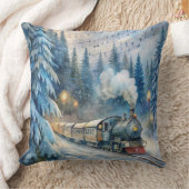 魔法のクリスマストレイン枕 – ヴィンテージ冬 クッション (ブランケット)