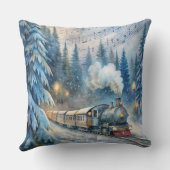 魔法のクリスマストレイン枕 – ヴィンテージ冬 クッション (裏面)