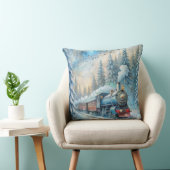 魔法のクリスマストレイン枕 – ヴィンテージ冬 クッション (椅子)