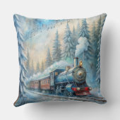 魔法のクリスマストレイン枕 – ヴィンテージ冬 クッション (裏面)