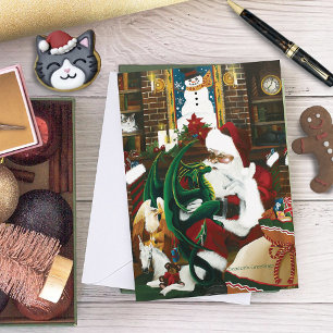 魔法のクリスマスファンタジー サンタ ドラゴン ユール くつろぎ シーズンカード