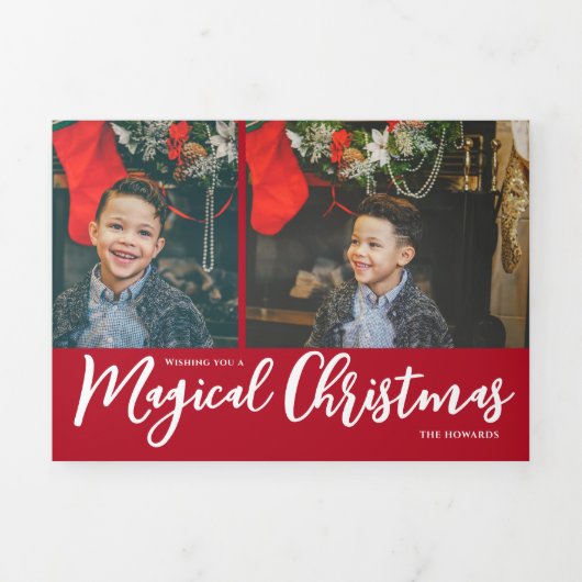 魔法のクリスマスフォトコラージュ 三つ折りクリスマスカード (カバー)