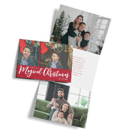 魔法のクリスマスフォトコラージュ 三つ折りクリスマスカード