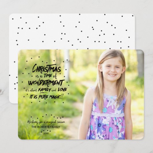 魔法のクリスマスフォトホリデーカード シーズンカード (正面/裏面)