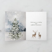 魔法のクリスマスフォレストの鹿グリーティングカード カード (内部)