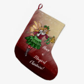 魔法のクリスマスベルの妖精 ラージクリスマスストッキング (正面 (吊り時))