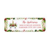 魔法のクリスマスホリーベリーユニコーンアドレス ラベル (正面)